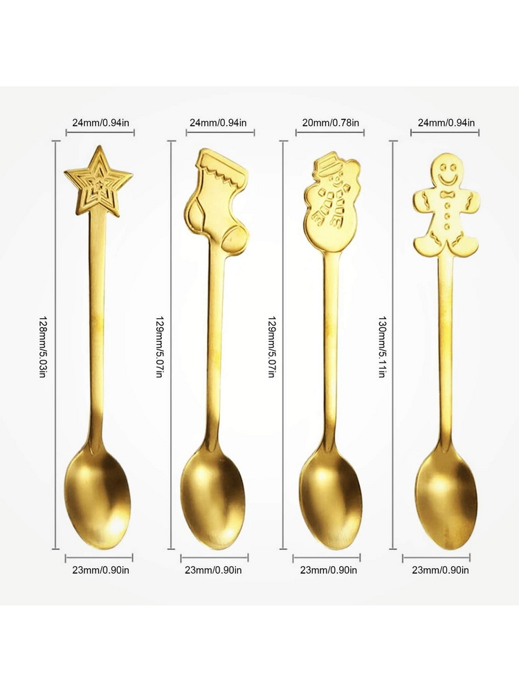 Set 4 lingurite, tematica de Craciun, Auriu