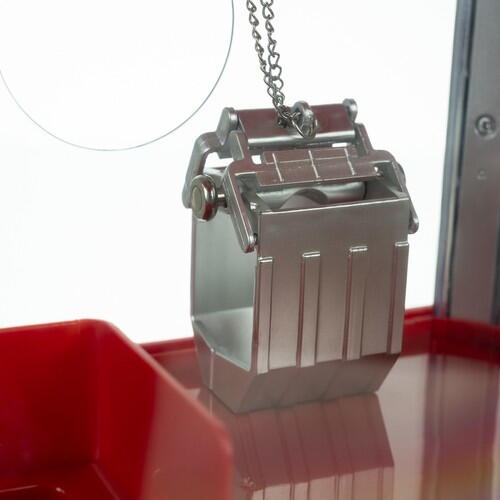 Jucarie interactiva macara cu gheara pentru prinderea dulciurilor, Candy Grabber, Monede incluse, cu baterii, 31 x 17 x 22 cm, Rosu / Argintiu