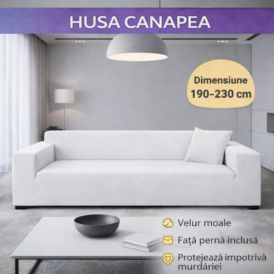 Husă elastică din catifea pentru canapea 190-230 cm + față de pernă