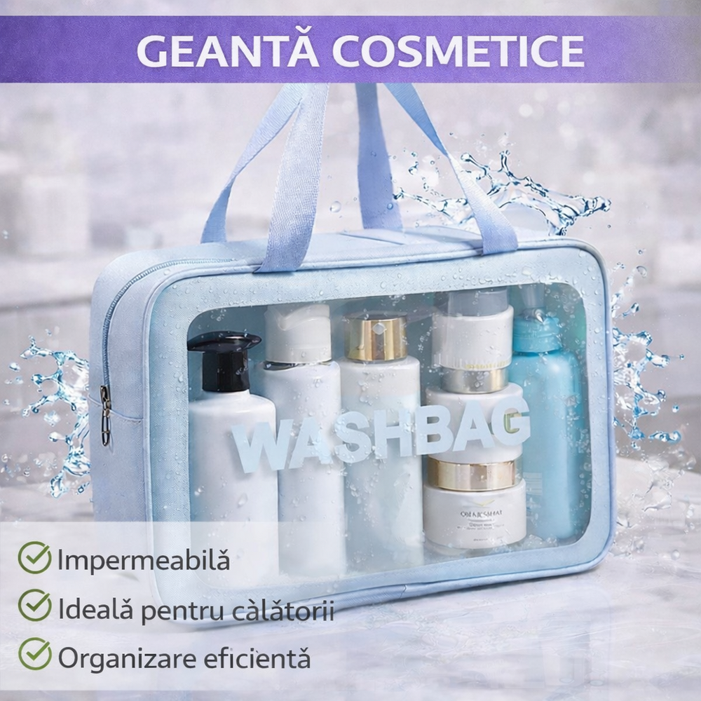 Geanta cosmetice si lichide pentru voiaj, impermeabila 30x20x10 cm