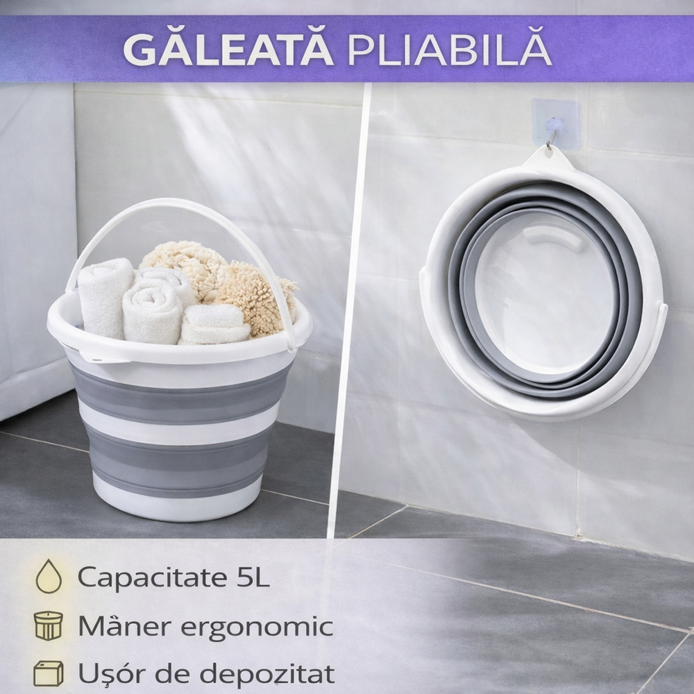 Galeata pliabila, cu maner, Marime M - 5 Litri