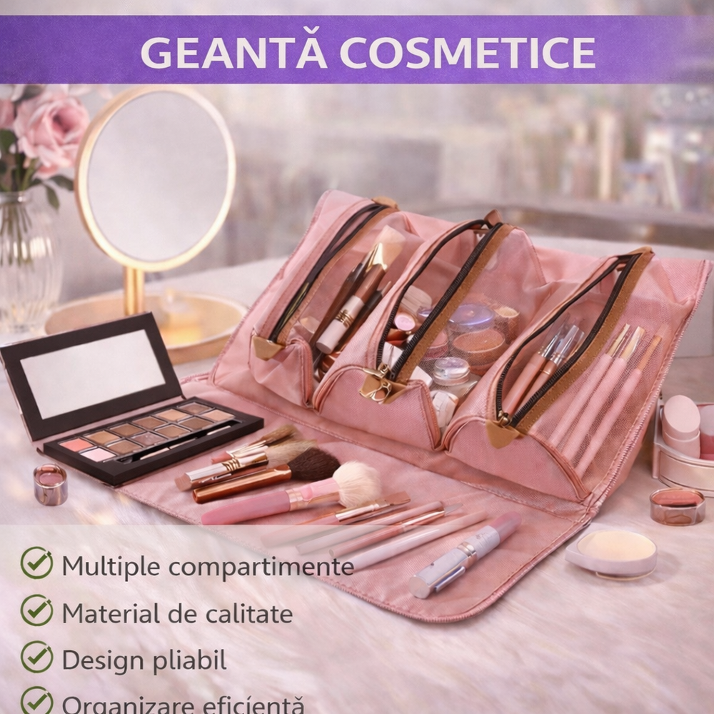 Geanta pentru voiaj, organizator pentru cosmetice si machiaj