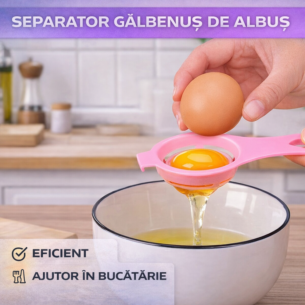 Separator pentru oua, Aparat de separat Albusul de Galbenus usor si eficient, Roz