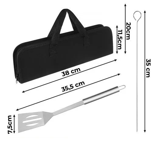 Set 9 Ustensile Gratar, Otel Inoxidabil, Husa Inclusa
