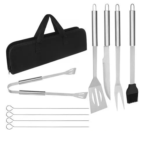 Set 9 Ustensile Gratar, Otel Inoxidabil, Husa Inclusa