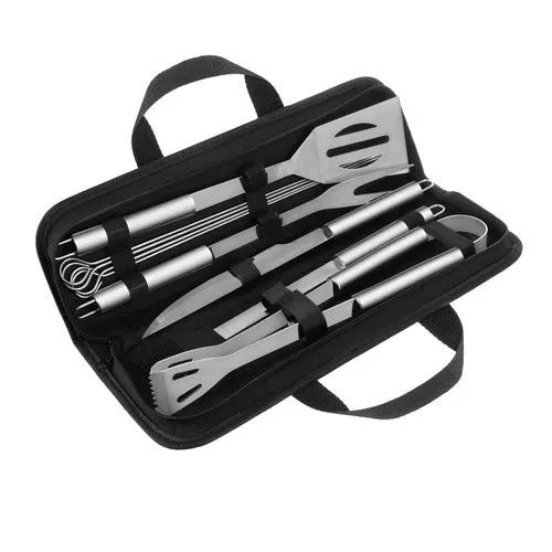 Set 9 Ustensile Gratar, Otel Inoxidabil, Husa Inclusa